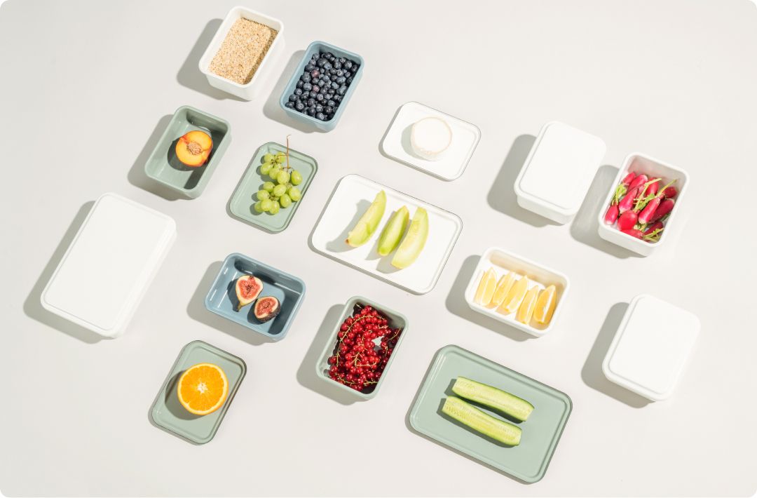 hộp đựng đồ ăn + lưu trữ từ Riess với rau